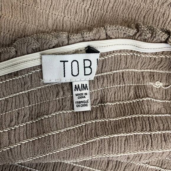 TOBI Smocked Gray Tan Tube Top Sz Medium - Picture 2 of 5